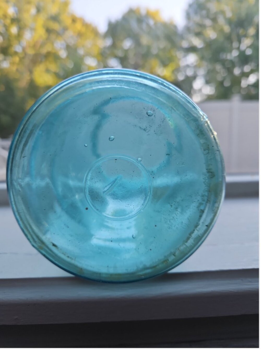 Antique 1900-1910 Triple L Ball Mason Glass Canning Jar Aqua Air Bubbles Quart - Picture 3 of 8
